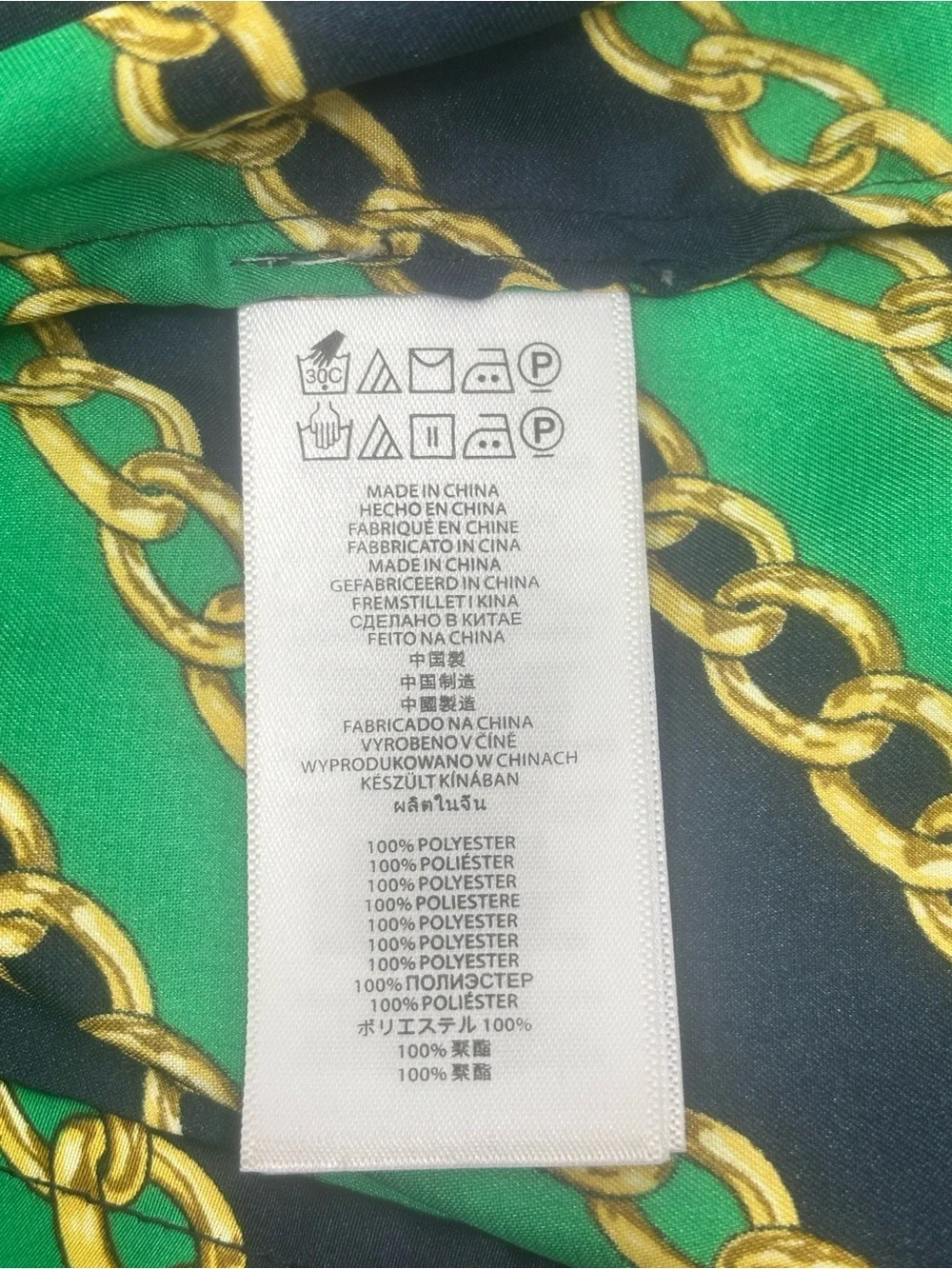 Michael Michael Chain Neck Sleeveless Blouse Green Black Gold Size L